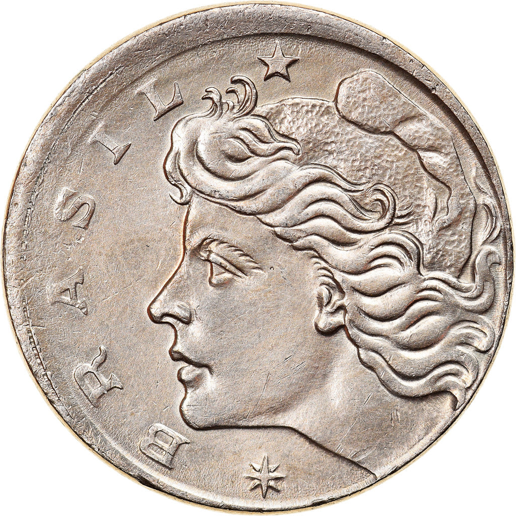 Moneda, Brasil, 10 Centavos, 1967, error off center strike, MBC, Cobre -