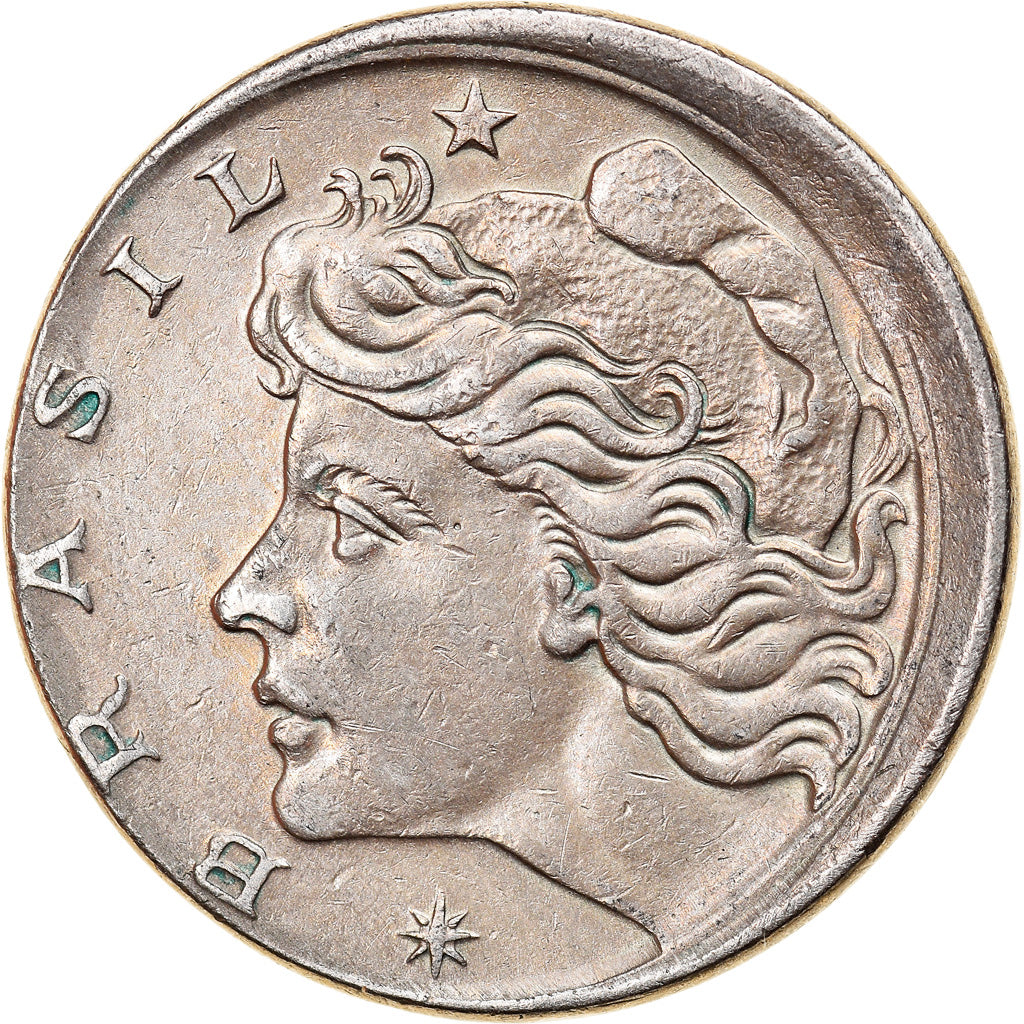 Coin, Brazil, 10 Centavos, 1967, error off center strike, EF(40-45)