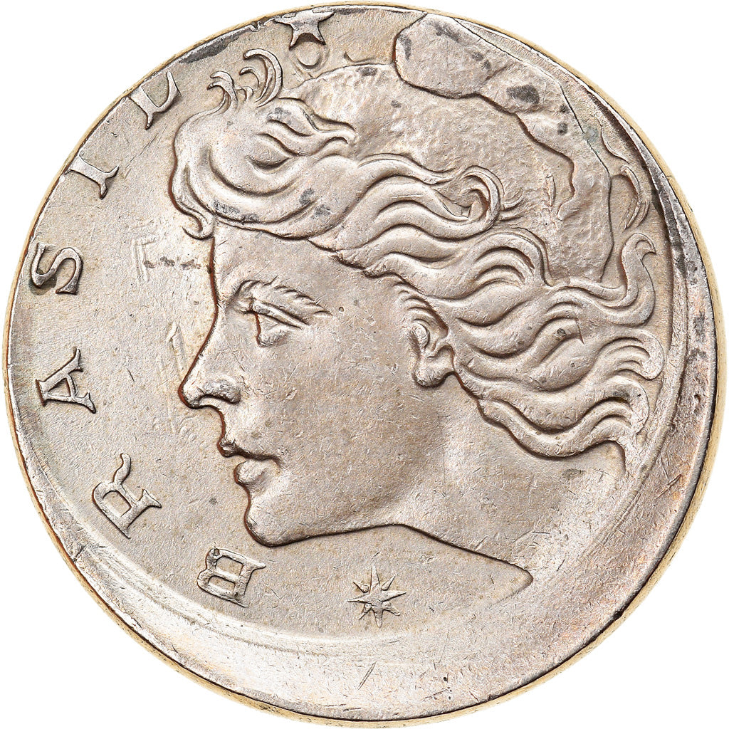 Moneda, Brasil, 10 Centavos, 1967, error off center strike, MBC, Cobre -
