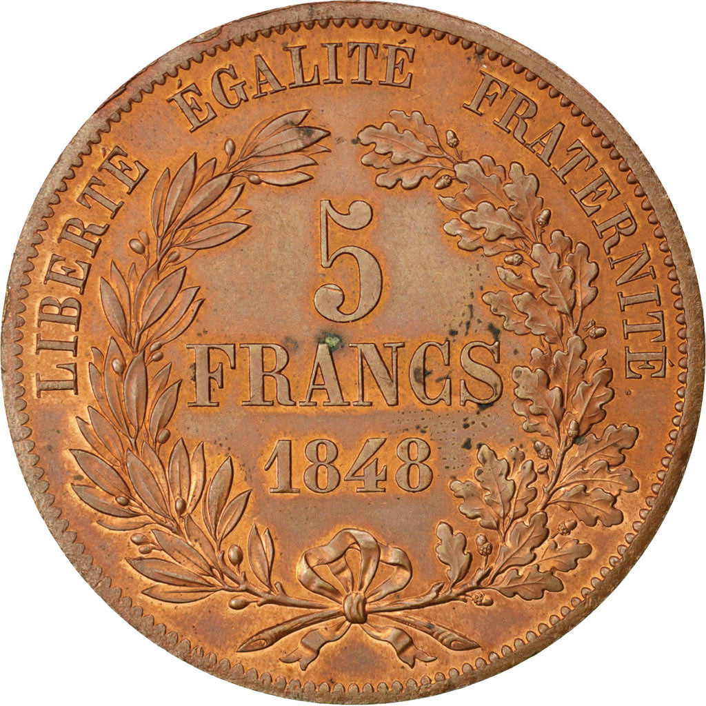 Coin, France, 5 Francs, 1848, AU(55-58), Copper, Gadoury:695