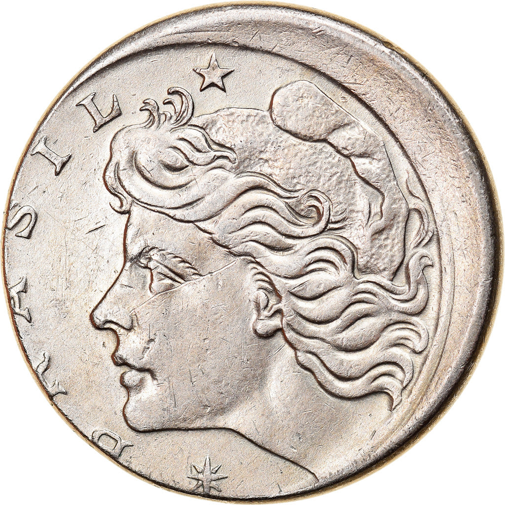 Moeda, Brasil, 10 Centavos, 1967, error off center strike, EF(40-45)
