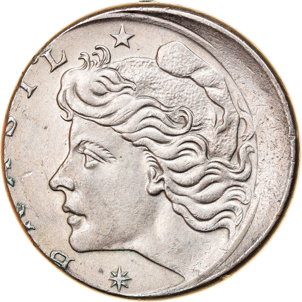 Moeda, Brasil, 10 Centavos, 1967, error off center strike, EF(40-45)