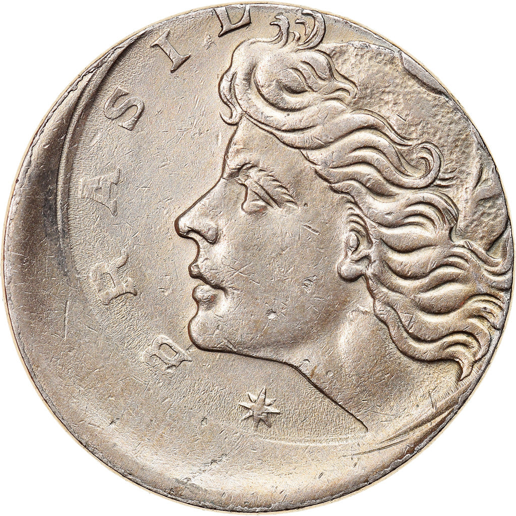 Moneda, Brasil, 10 Centavos, 1967, error off center strike, MBC, Cobre -