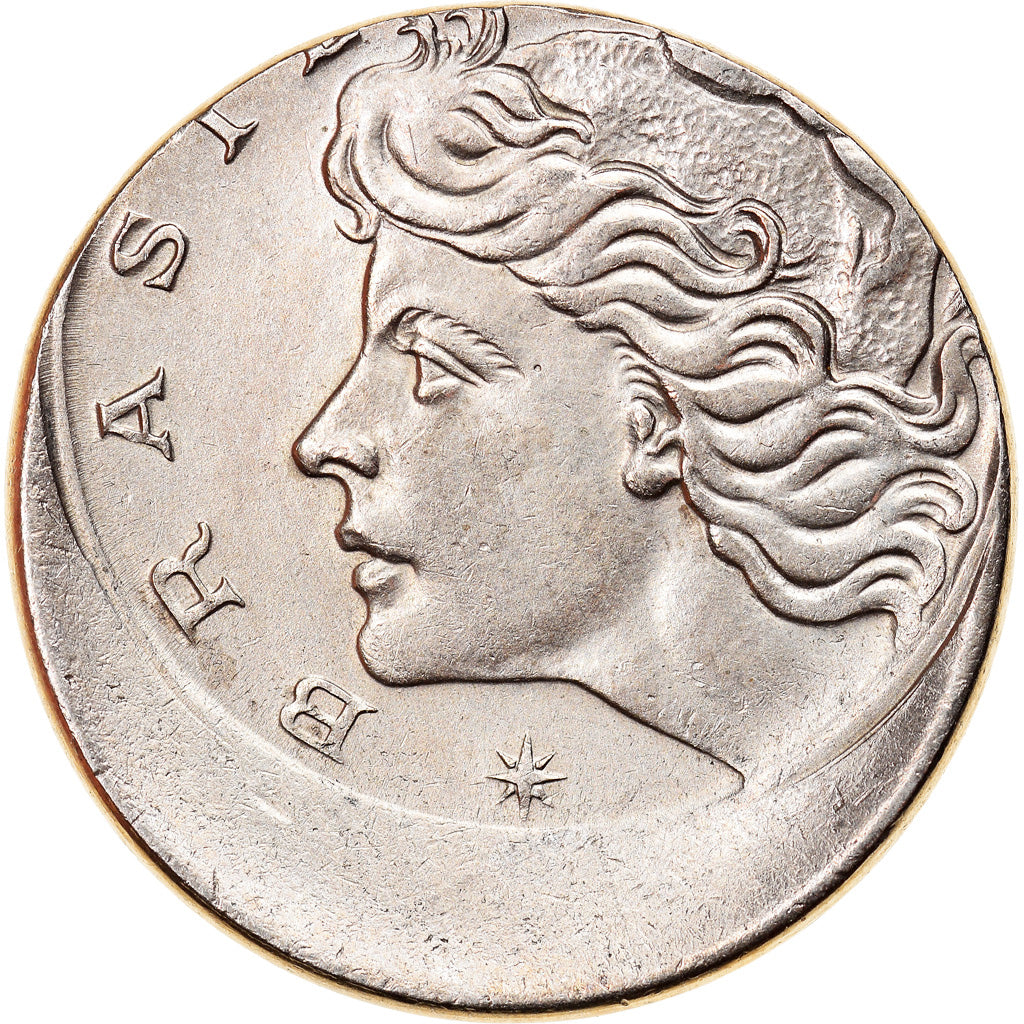 Moneta, Brasile, 10 Centavos, 1967, error off center strike, BB, Rame-nichel