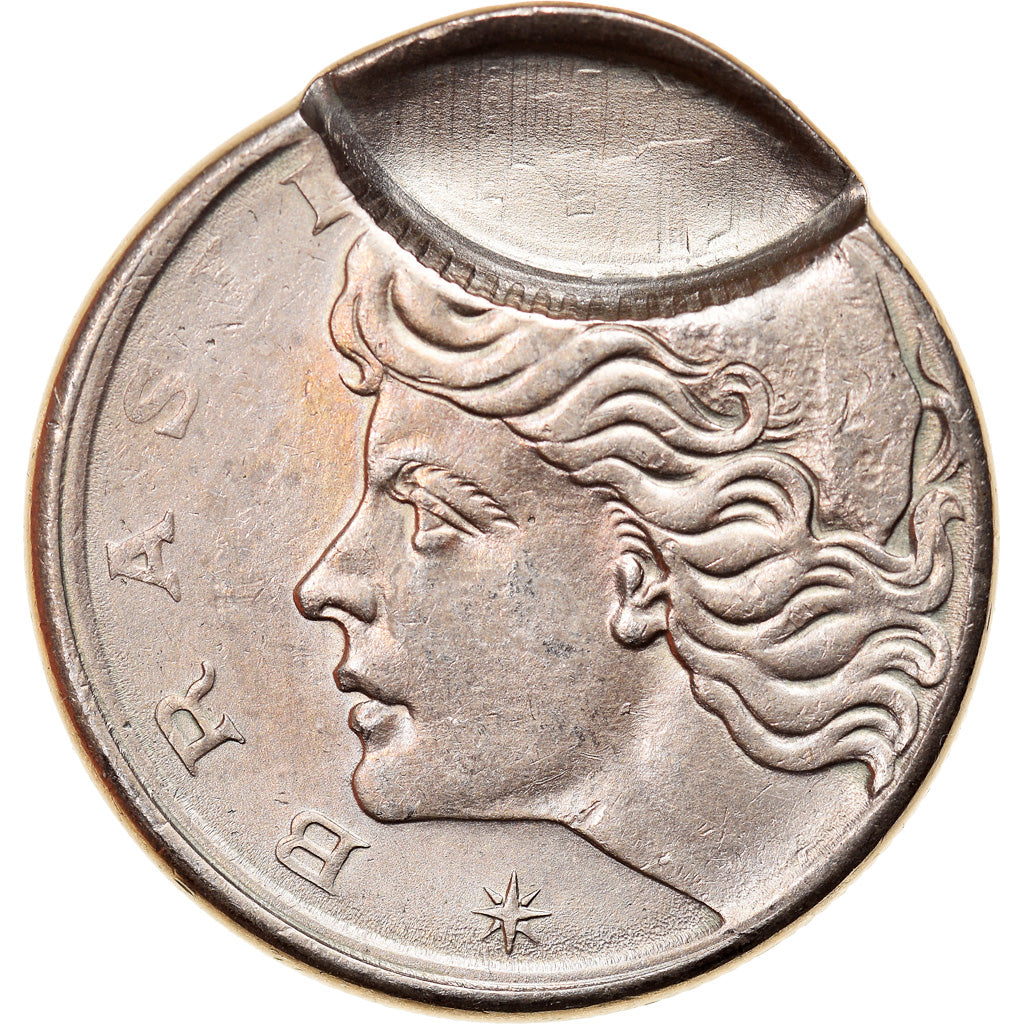 Munten, Brazilië, 10 Centavos, 1967, error partial brockage, ZF+