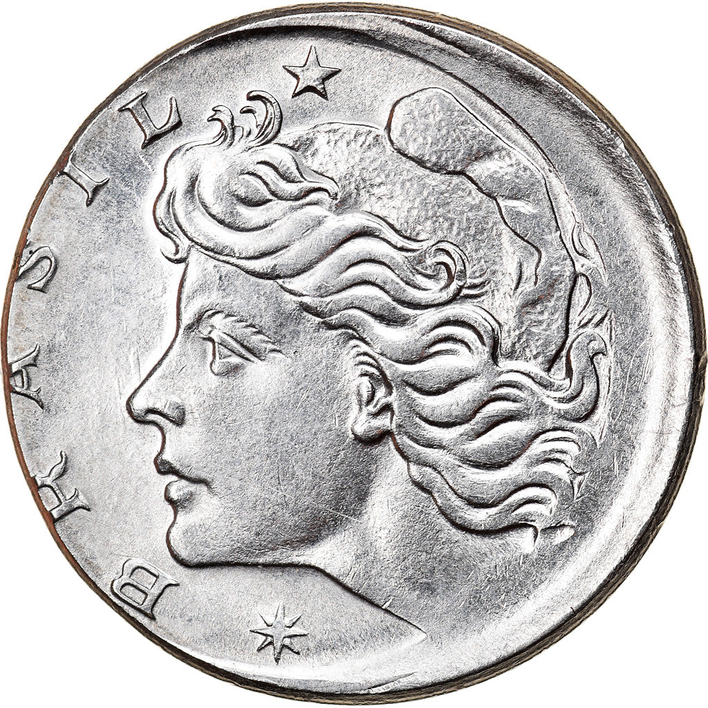 Moneta, Brasile, 10 Centavos, 1975, error off center strike, SPL-, Acciaio