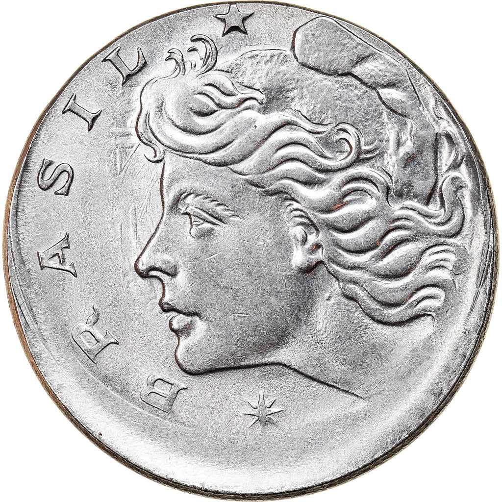 Moneda, Brasil, 10 Centavos, 1975, error off center strike, EBC, Acero