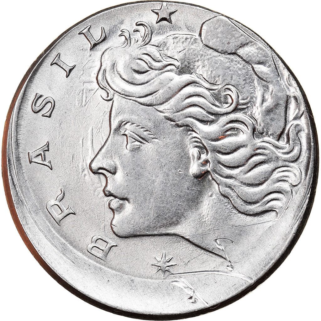 Moneda, Brasil, 10 Centavos, 1975, error off center strike, EBC, Acero