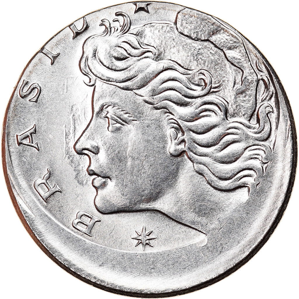 Moneda, Brasil, 10 Centavos, 1975, error off center strike, EBC, Acero