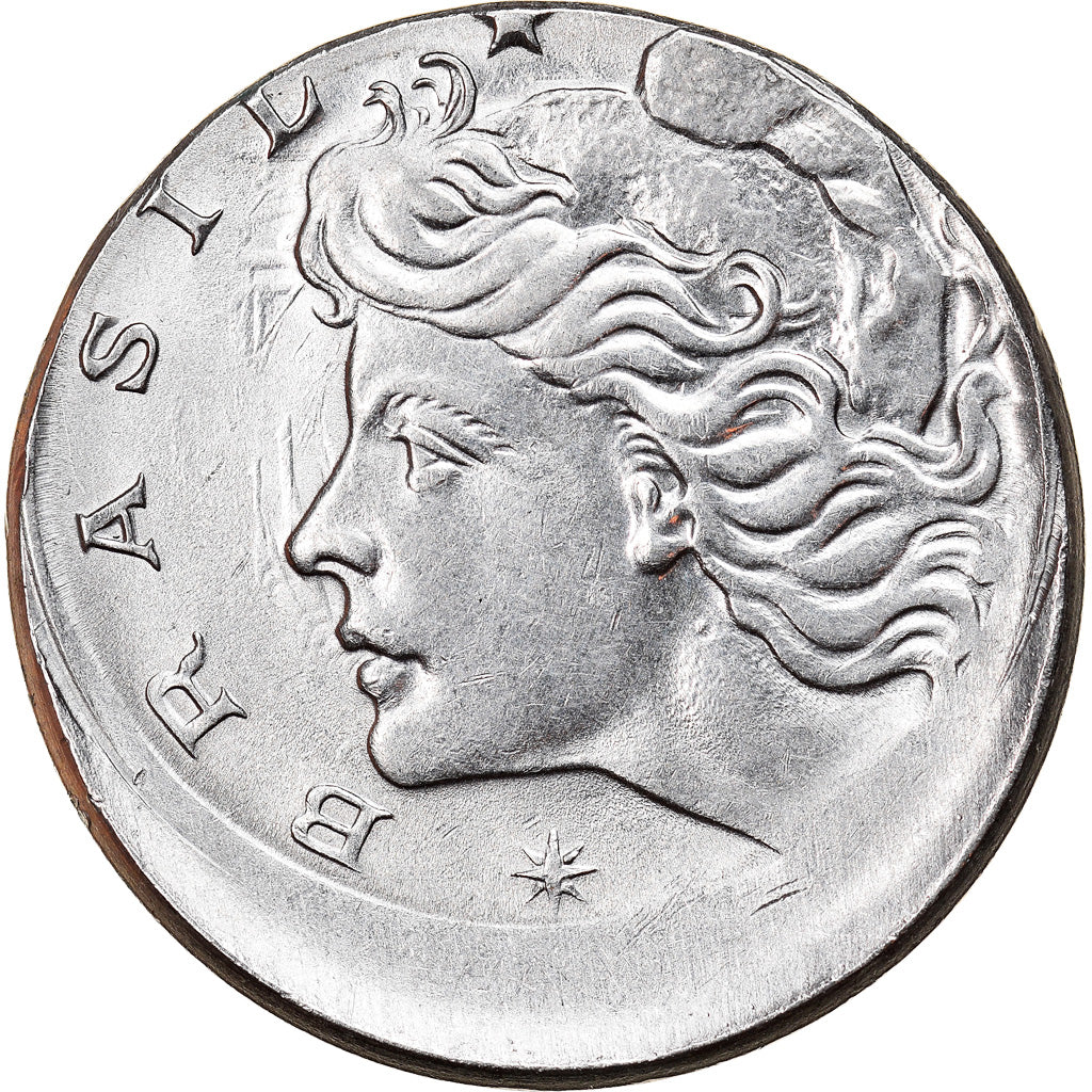 Monnaie, Brésil, 10 Centavos, 1975, error off center strike, SUP, Stainless