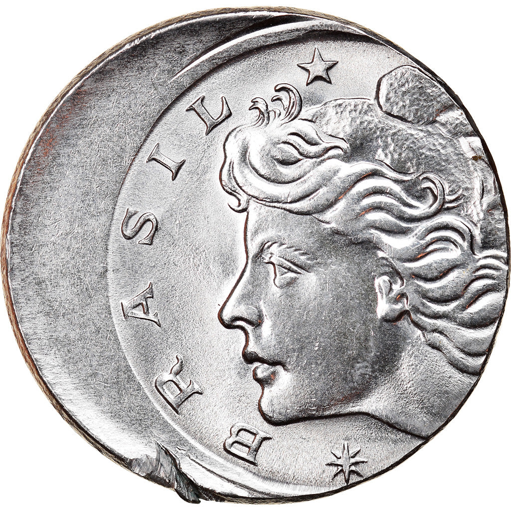 Moneda, Brasil, 10 Centavos, 1975, error off center strike, EBC, Acero