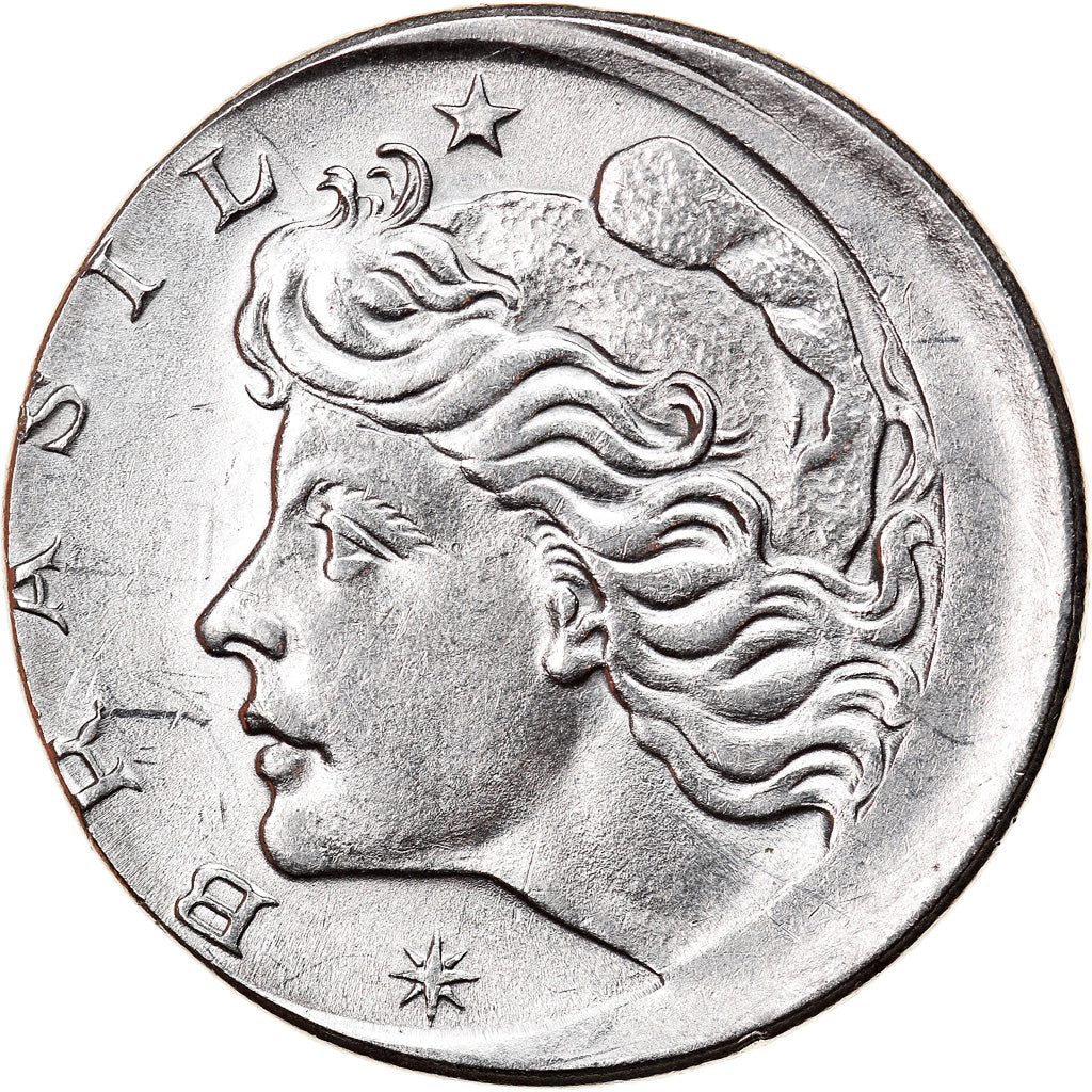 Moneda, Brasil, 10 Centavos, 1975, error off center strike, EBC, Acero