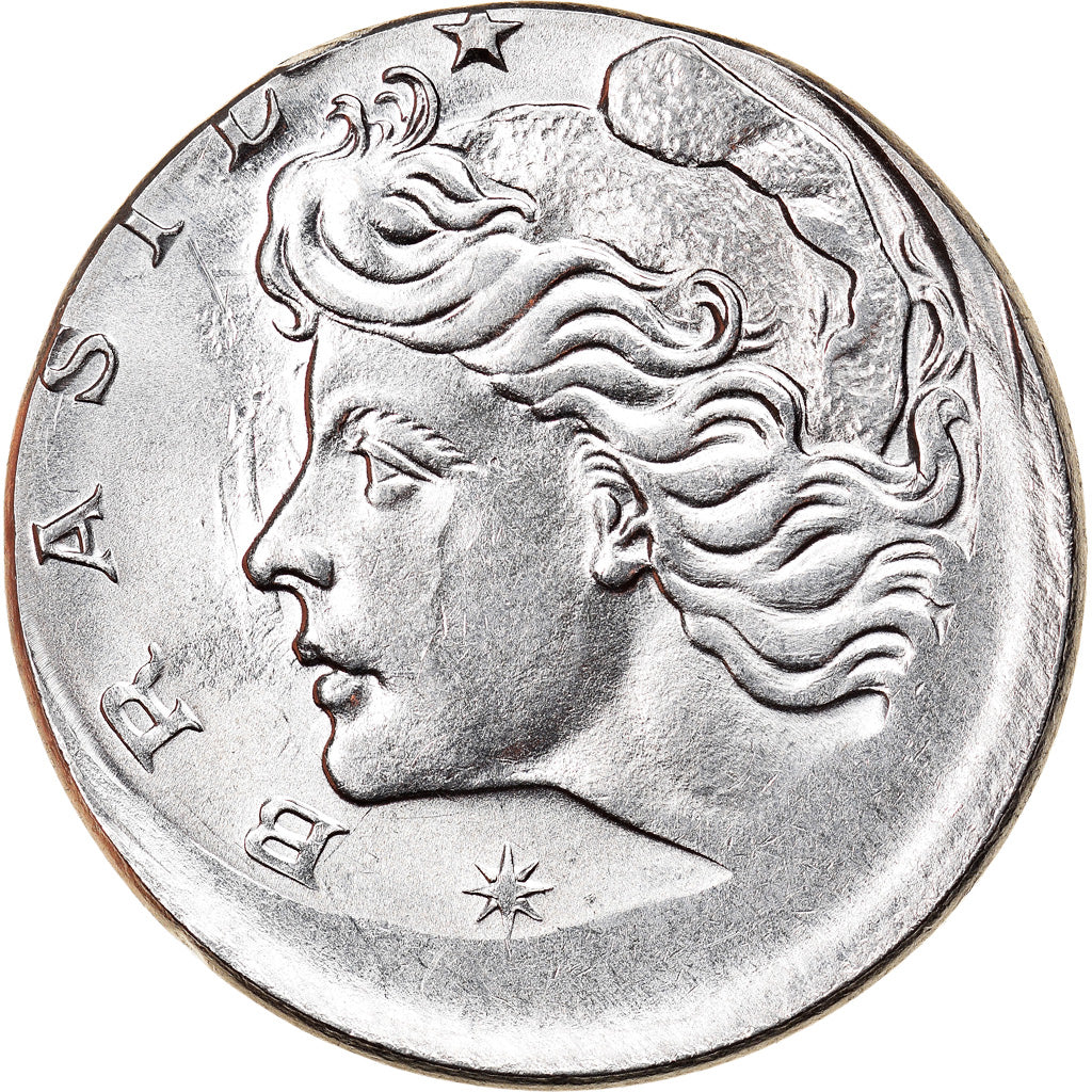 Moneta, Brasile, 10 Centavos, 1975, error off center strike, SPL-, Acciaio