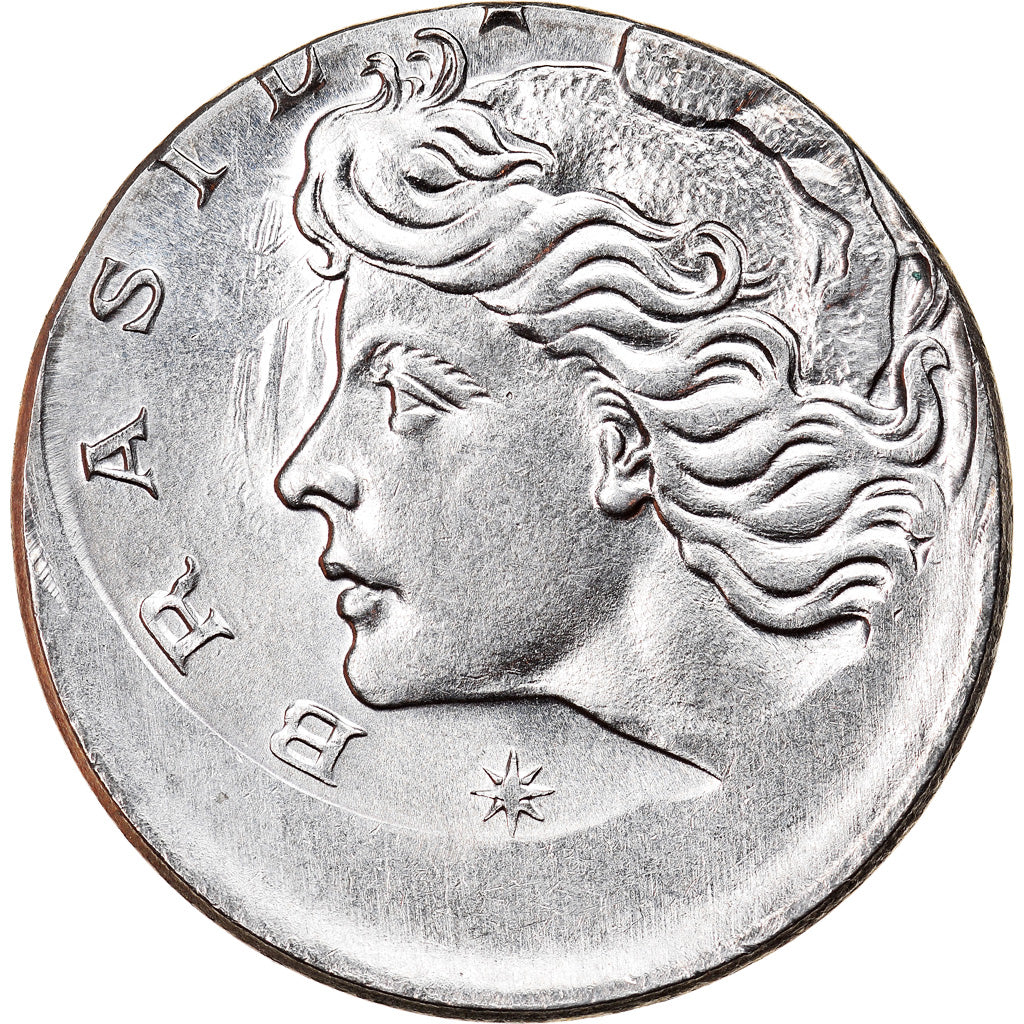 Munten, Brazilië, 10 Centavos, 1975, error off center strike, PR, Stainless