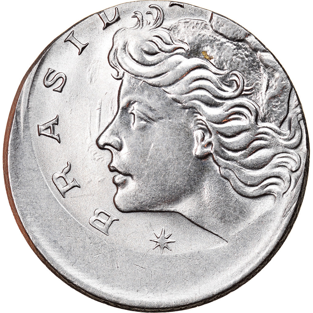 Moneda, Brasil, 10 Centavos, 1975, error off center strike, EBC, Acero