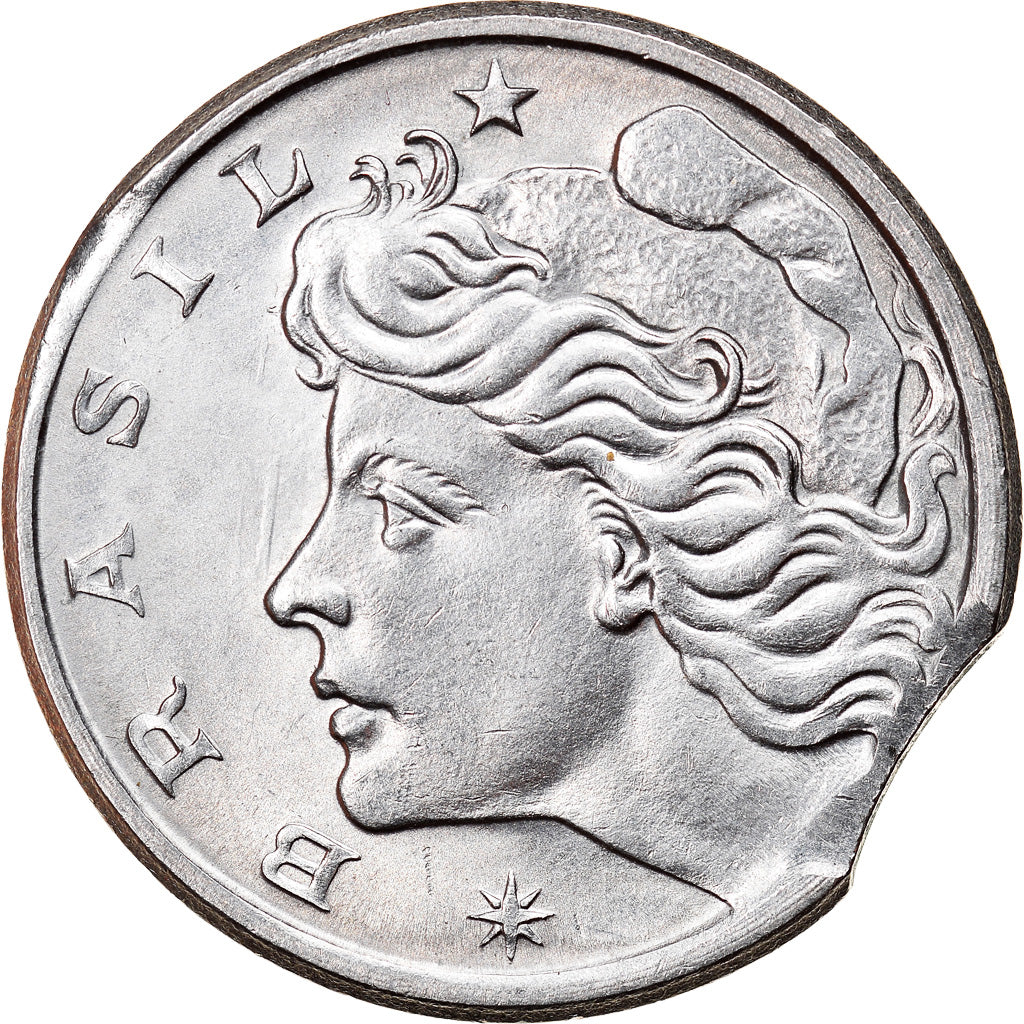 Moneda, Brasil, 10 Centavos, 1975, error clipped planchet, EBC, Acero