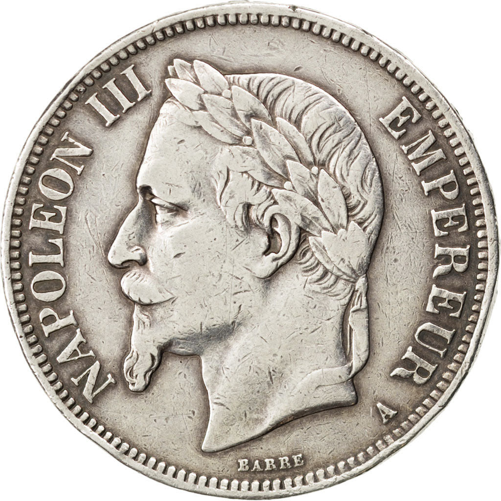FRANCE, Napoléon III, 5 Francs, 1863, Paris, KM #799.1, VF(30-35), Silver, G...