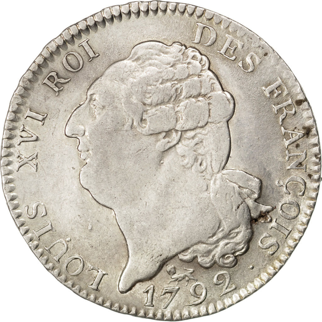 FRANCE, Écu de 6 livres françois, ECU, 6 Livres, 1792, Paris, KM #615.1, AU...
