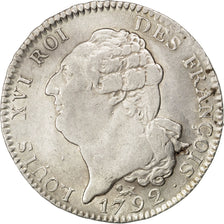 FRANCE, Écu de 6 livres françois, ECU, 6 Livres, 1792, Paris, KM #615.1, AU...