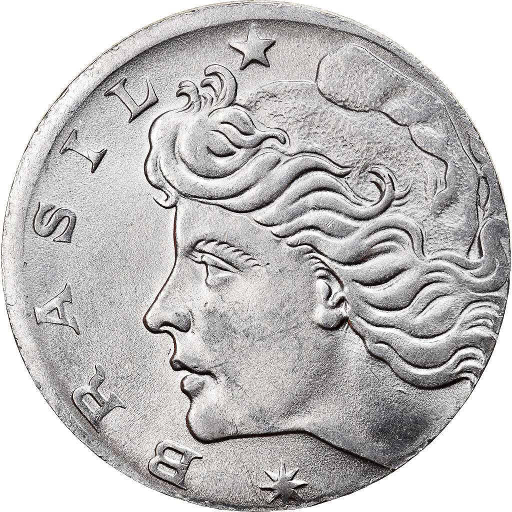 Moneda, Brasil, 20 Centavos, 1975, planchet error, MBC+, Acero inoxidable