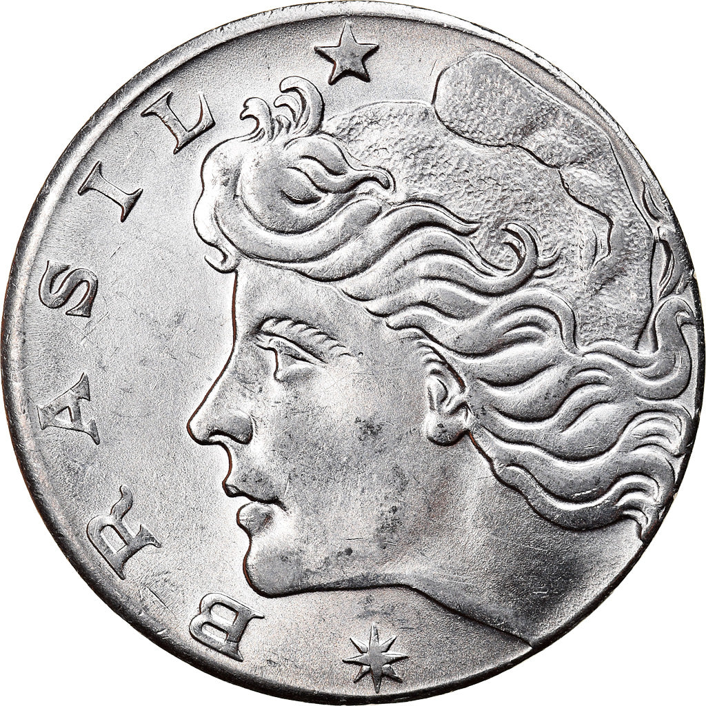 Moneda, Brasil, 20 Centavos, 1975, planchet error, MBC+, Acero inoxidable