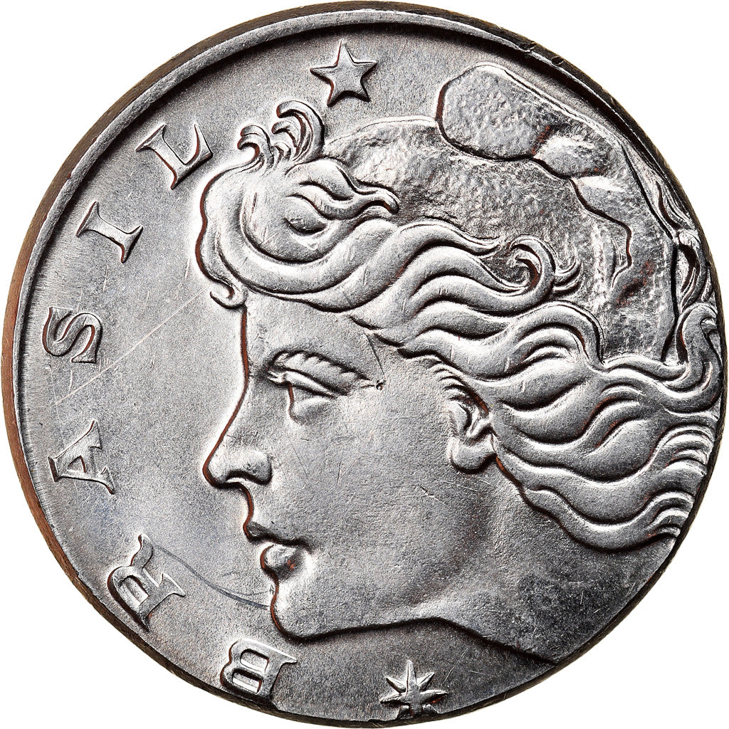 Moneda, Brasil, 20 Centavos, 1975, planchet error, EBC, Acero inoxidable