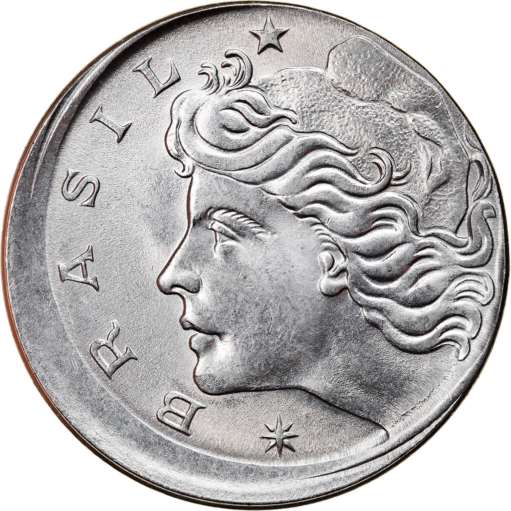 Moneta, Brasile, 50 Centavos, 1975, error off center strike, SPL-, Acciaio