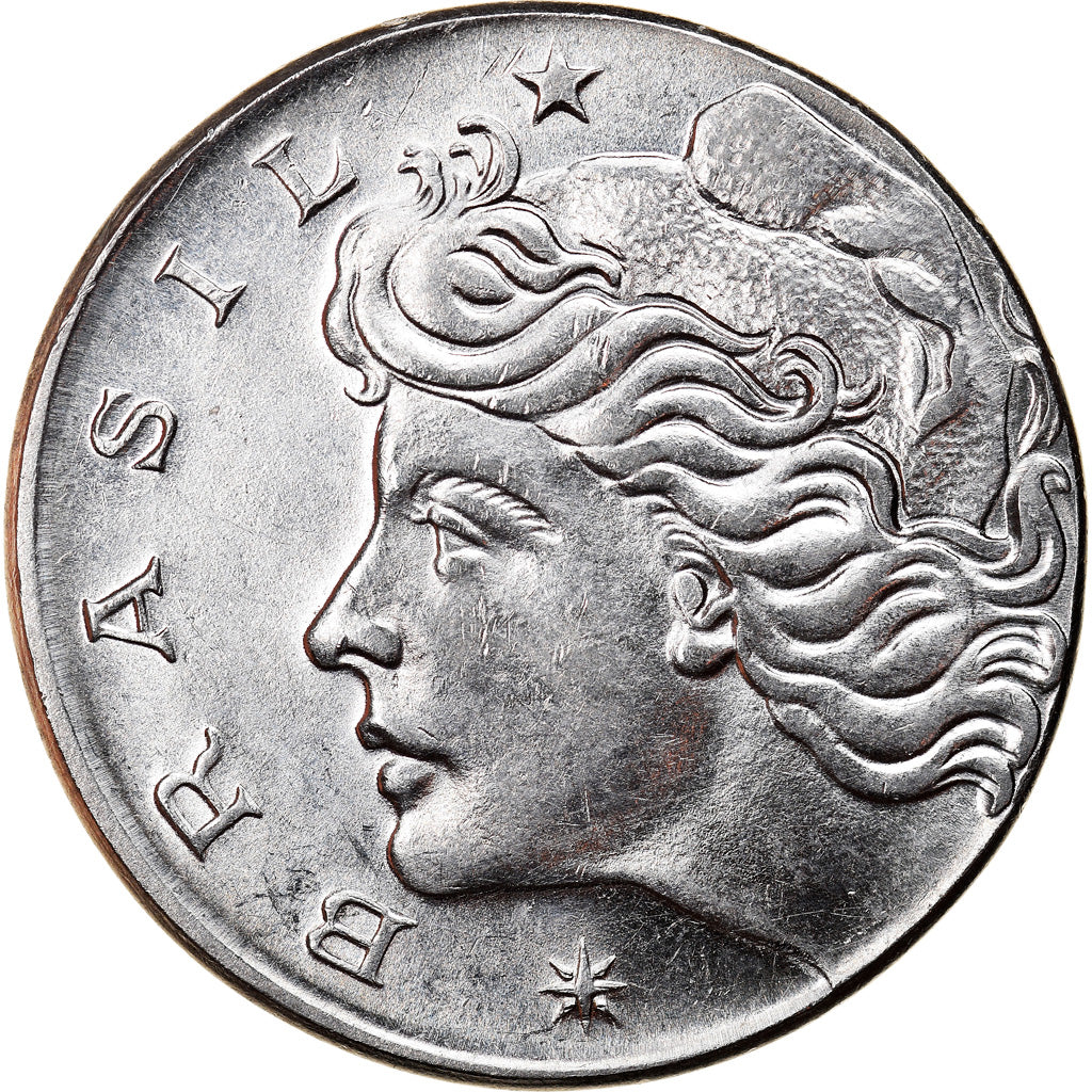 Moneda, Brasil, 50 Centavos, 1975, planchet error, EBC, Acero inoxidable