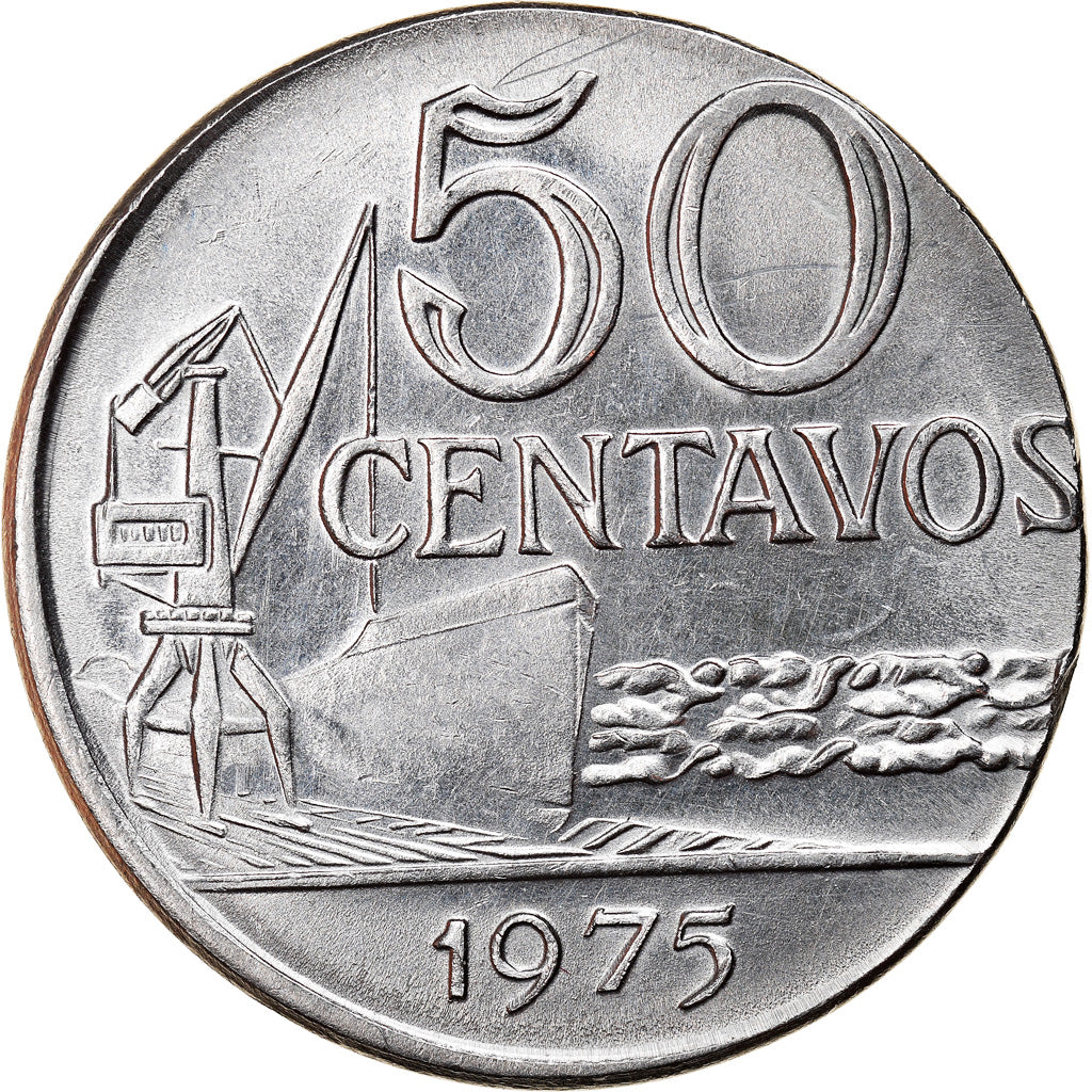 Moneta, Brasile, 50 Centavos, 1975, planchet error, SPL-, Acciaio inossidabile