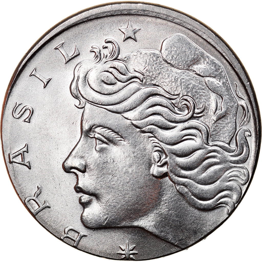 Moneda, Brasil, 50 Centavos, 1975, planchet error, EBC, Acero inoxidable