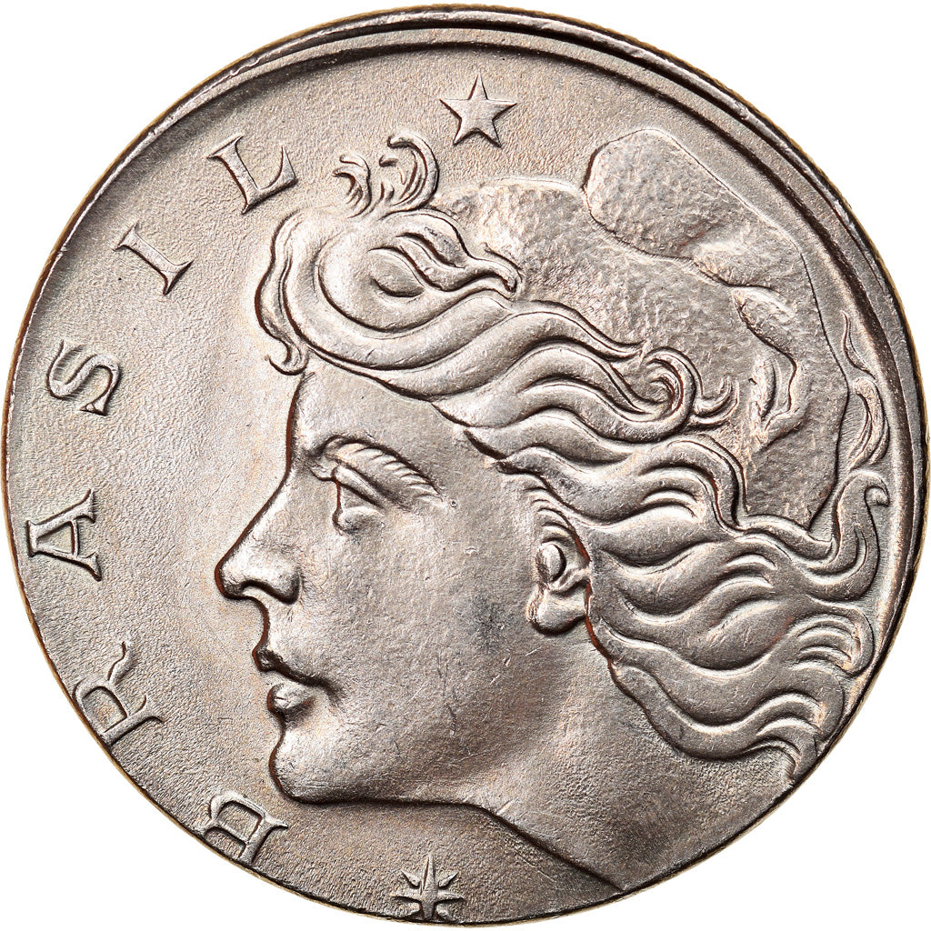 Moneta, Brasile, 50 Centavos, 1975, planchet error, BB+, Acciaio inossidabile