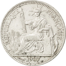 FRENCH INDO-CHINA, 10 Cents, 1937, Paris, KM #16.2, AU(50-53), Silver, Lecompte.