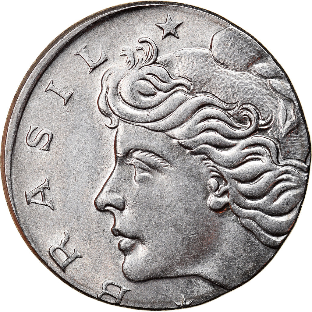 Moneda, Brasil, 50 Centavos, 1975, planchet error, EBC, Acero inoxidable