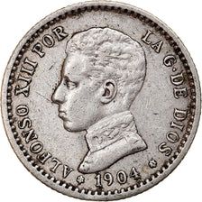 Moneta, Spagna, Alfonso XIII, 50 Centimos, 1904, BB, Argento, KM:723