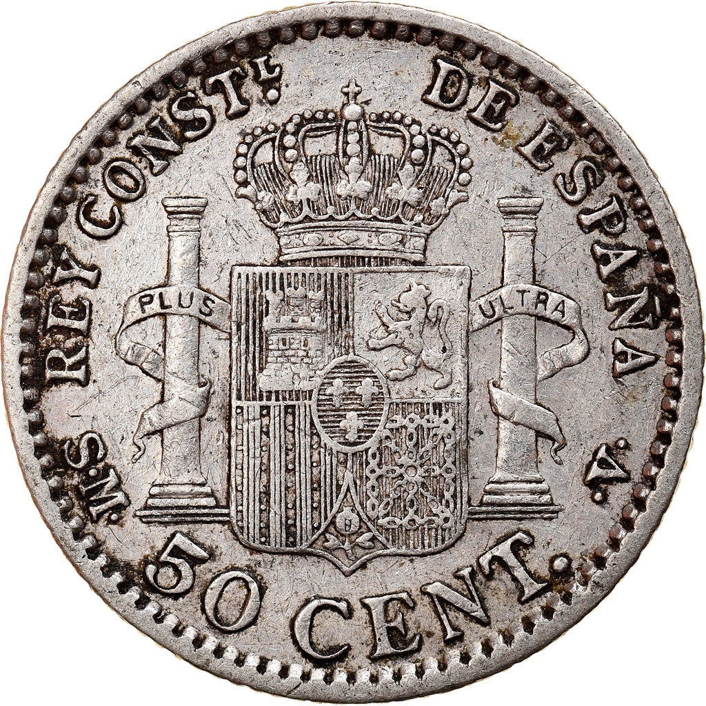 Moneta, Spagna, Alfonso XIII, 50 Centimos, 1904, BB, Argento, KM:723