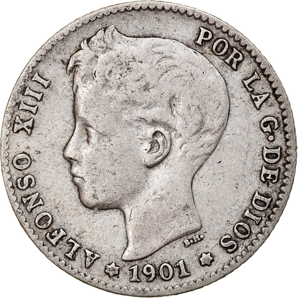 Münze, Spanien, Alfonso XIII, Peseta, 1901, Madrid, S+, Silber, KM:706