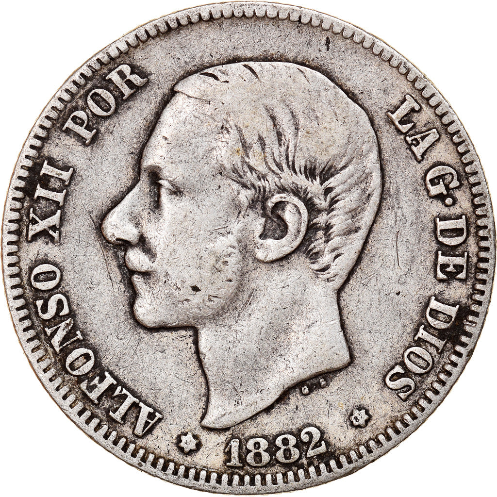 Monnaie, Espagne, Alfonso XII, 2 Pesetas, 1882, Madrid, TB+, Argent, KM:678.2