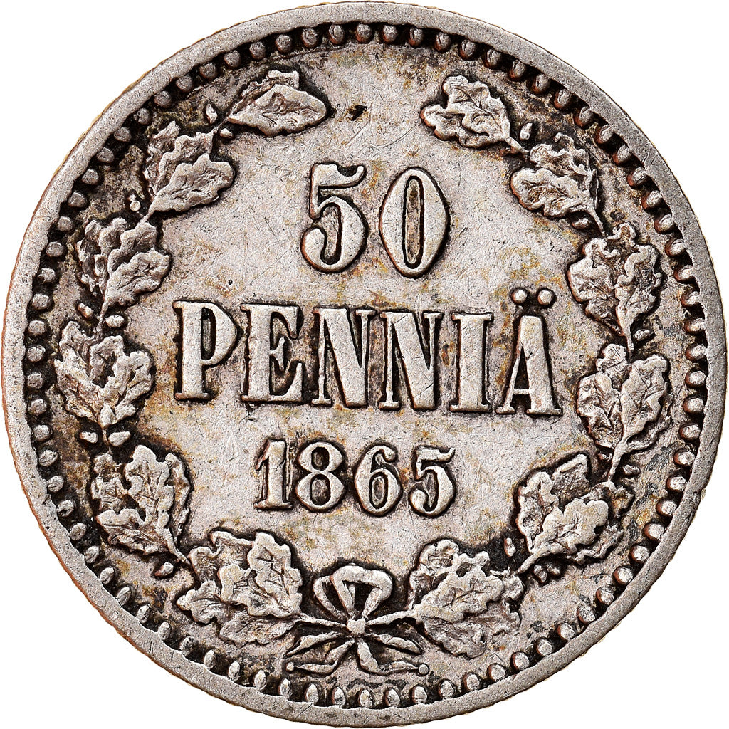 Coin, Finland, Alexander II, 50 Penniä, 1865, EF(40-45), Silver, KM:2.1