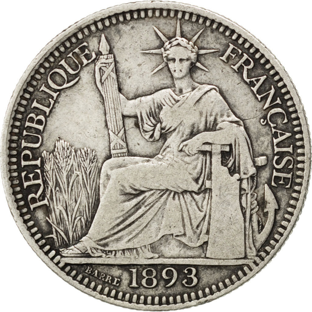 Coin, French Indochina, 10 Cents, 1893, Paris, EF(40-45), Silver, KM:2