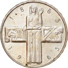 Coin, Switzerland, Croix Rouge, 5 Francs, 1963, MS(60-62), Copper-nickel
