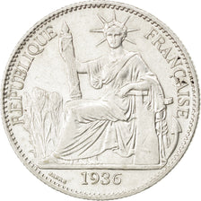 FRENCH INDO-CHINA, 50 Cents, 1936, Paris, KM #4a.2, AU(55-58), Silver, Lecompte.