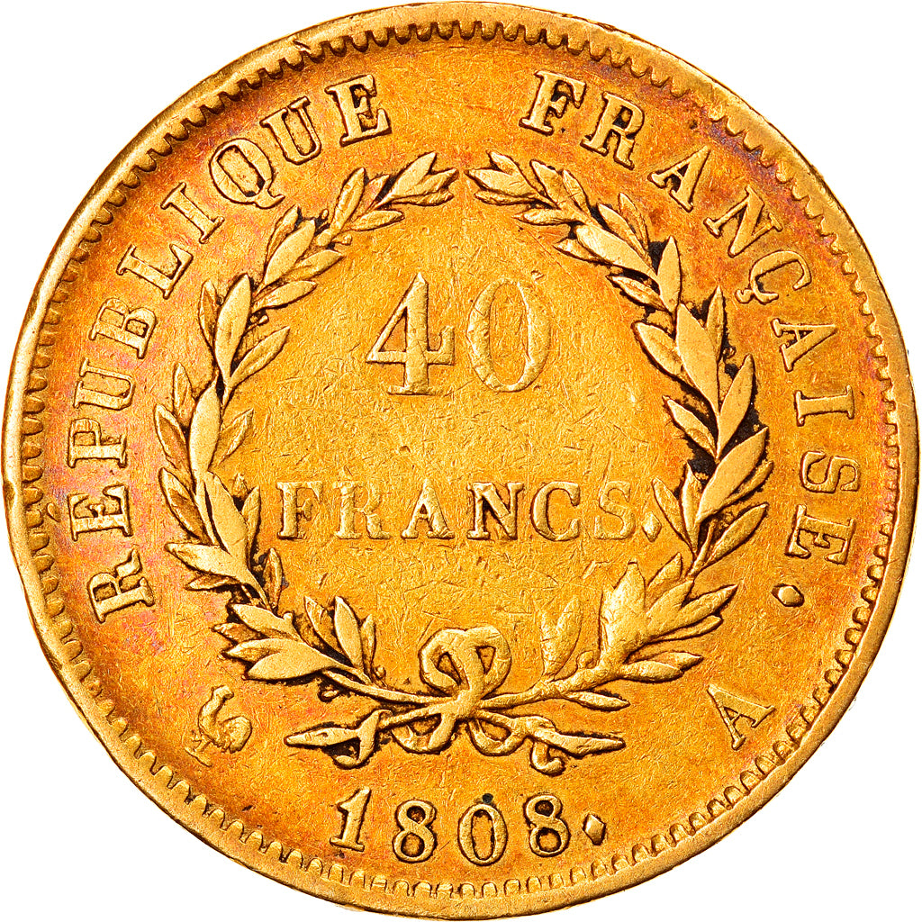 Monnaie, France, Napoléon I, 40 Francs, 1808, Paris, TTB, Or, Gadoury:1083
