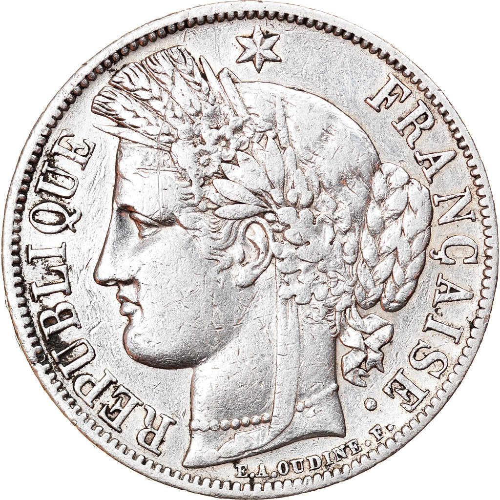 Moneta, Francia, Cérès, 5 Francs, 1851, Paris, MB+, Argento, KM:761.1