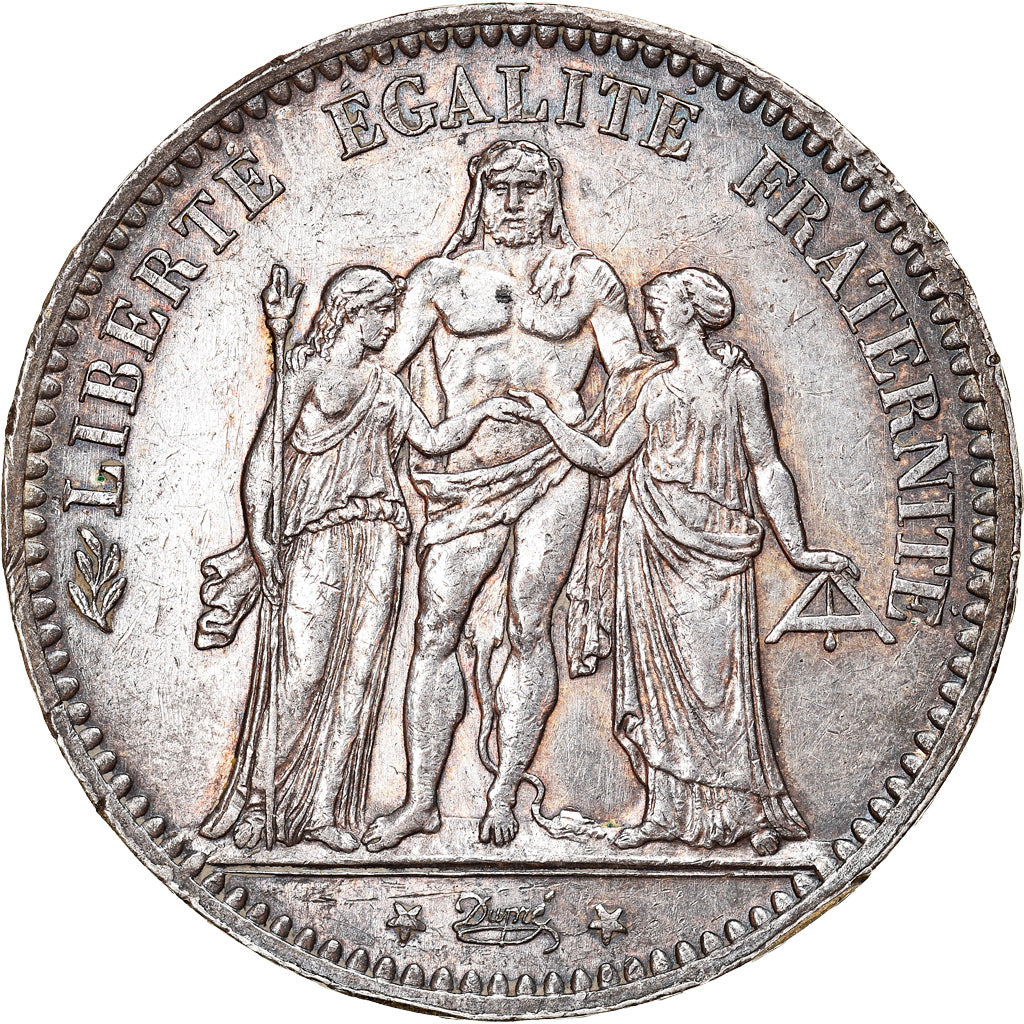 Munten, Frankrijk, Hercule, 5 Francs, 1876, Paris, ZF, Zilver, KM:820.1