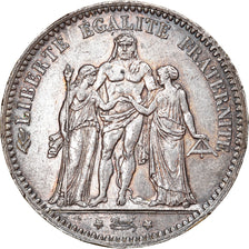 Munten, Frankrijk, Hercule, 5 Francs, 1876, Paris, ZF, Zilver, KM:820.1