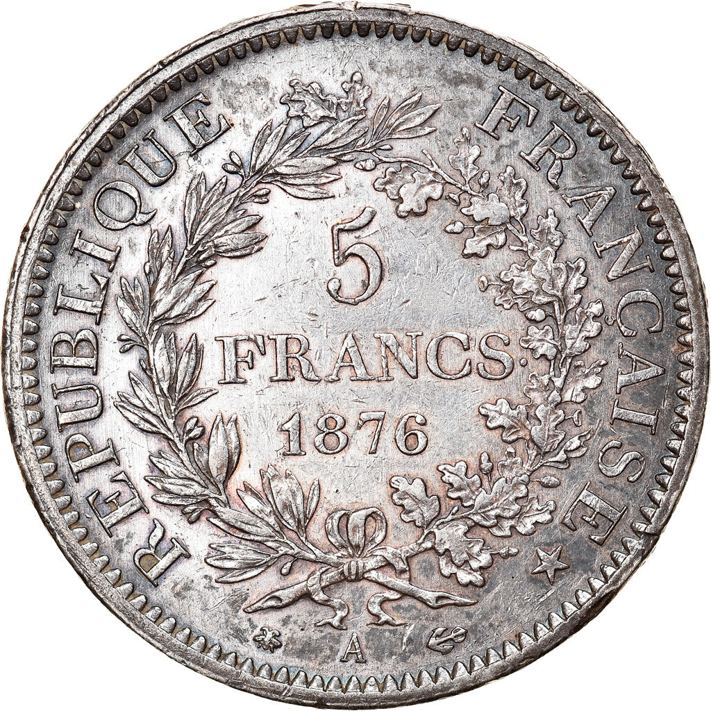 Munten, Frankrijk, Hercule, 5 Francs, 1876, Paris, ZF, Zilver, KM:820.1