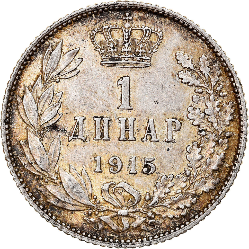 Munten, Servië, Peter I, Dinar, 1915, Paris, ZF, Zilver, KM:25.3