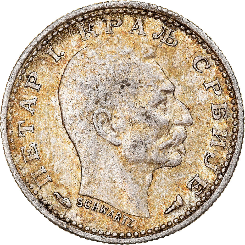 Coin, Serbia, Peter I, 50 Para, 1915, Gorham Mfg. Co., Variety, EF(40-45)