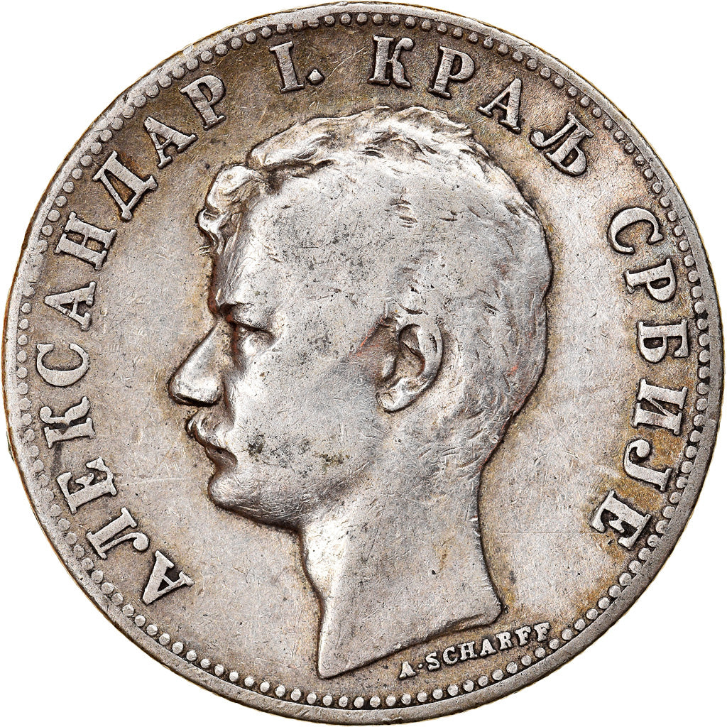 Coin, Serbia, Alexander I, 2 Dinara, 1897, VF(30-35), Silver, KM:22