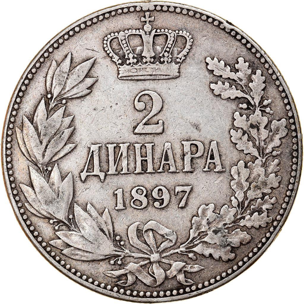 Coin, Serbia, Alexander I, 2 Dinara, 1897, VF(30-35), Silver, KM:22